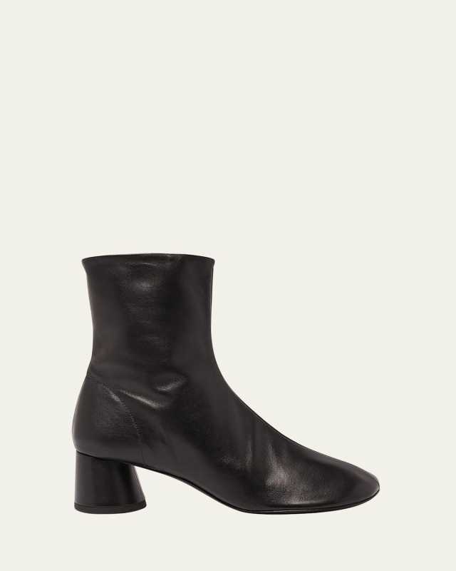 Glove Lambskin Block-Heel Ankle Booties